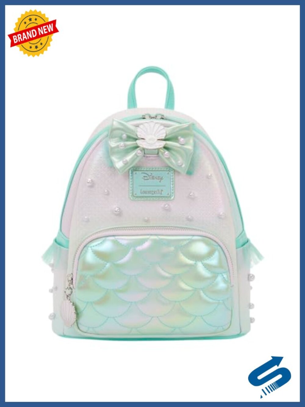 Iridescent Pearl Mini Backpack with Faux Pearls and Adjustable Straps